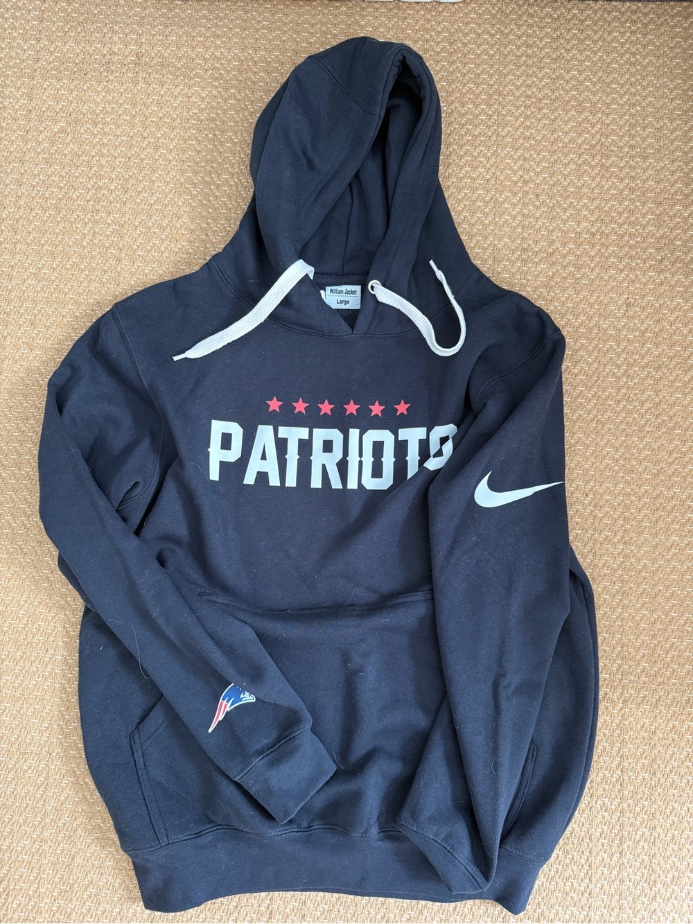 Navy Patriots Pullover Hoodie with White Swoosh